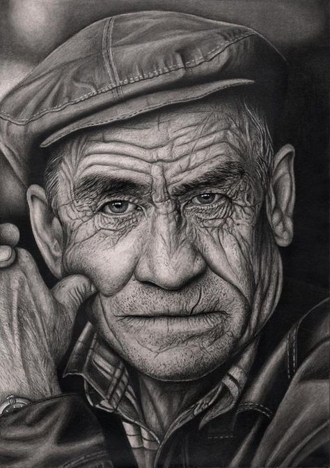 Pencil Drawings by Pen Tacular | Cuded Easy Pencil Drawings, Old Man Face, Old Man Portrait, Realistic Pencil Drawings, 얼굴 드로잉, Drawing Hair, Old Faces, Drawing Faces, Pencil Drawings Easy