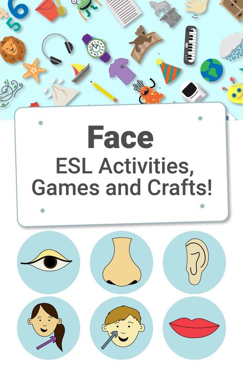 ESL face activities crafts and games for children Esl Worksheets For Kids, Face Vocabulary, English Language Activities, Crafts For Children, Esl Classroom, Esl Activities, Domino Games, English Games, Esl Lessons