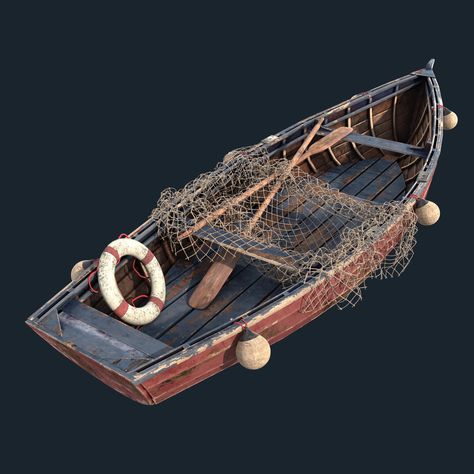 ArtStation - Old fishing boat, Artur Allakhverdian Boat Architecture Concept, Ice Fishing Gifts, Boat Lamp, Old Fishing Boat, Prop Reference, Wooden Model Boats, Fantasy Architecture, Orvis Fly Fishing, Navi A Vela