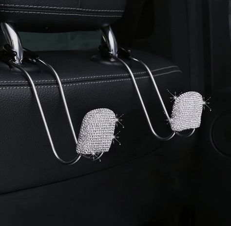 Bling Car Hooks, 2pcs Auto Headrest Hooks, Bling Car Accessories, Universal Auto Back Seat Headrest Metal Hanger Organizer Vehicle Holder for Bag Purse Clothes Grocery. （ Silver Buick Rendezvous, Bling Car, Bling Car Accessories, Stair Lights, Handbag Hanger, Purse Storage, Car Seat Headrest, Car Hangers, Car Headrest