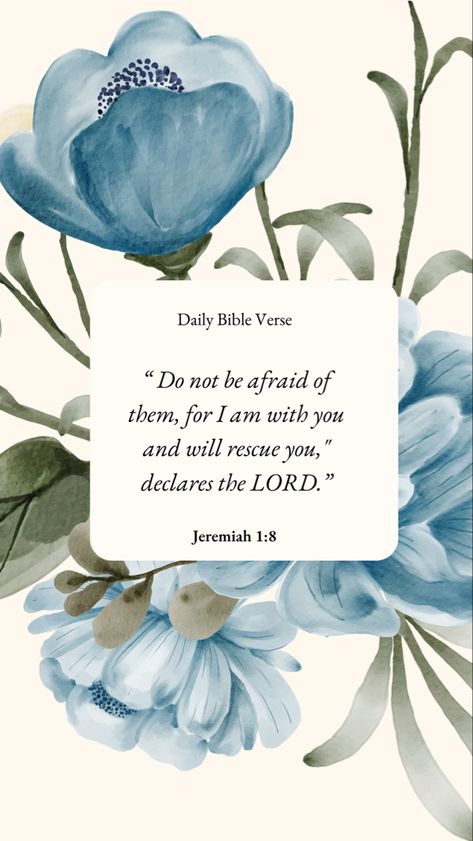 𝐁𝐢𝐛𝐥𝐞 𝐕𝐞𝐫𝐬𝐞 𝐄𝐧𝐜𝐨𝐮𝐫𝐚𝐠𝐞𝐦𝐞𝐧𝐭 ✝️ Jeremiah 1:8 “Do not be afraid of them, for I am with you and will rescue you," declares the LORD." Mark 10:9, Do Not Be Afraid Bible, Positive Bible Verses, Jeremiah 1, Grateful Quotes, Bible Verses About Faith, Good Morning Beautiful Images, Beautiful Bible Verses, Faith Bible