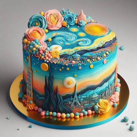 Trippy Cake, City Cake, Amazing Cake, Cake Making, Awesome Cakes, No Cook Desserts, Take The Cake, Fancy Cakes, Sweet Life