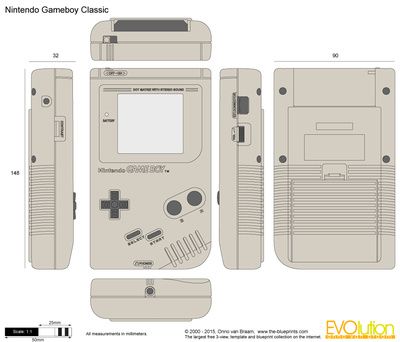 Nintendo Gameboy Classic Modeling Reference, Maya Modeling, Product Modeling, Arcade Stick, Cardboard Box Crafts, Nintendo Gameboy, Technical Illustration, Props Art, Character Model Sheet