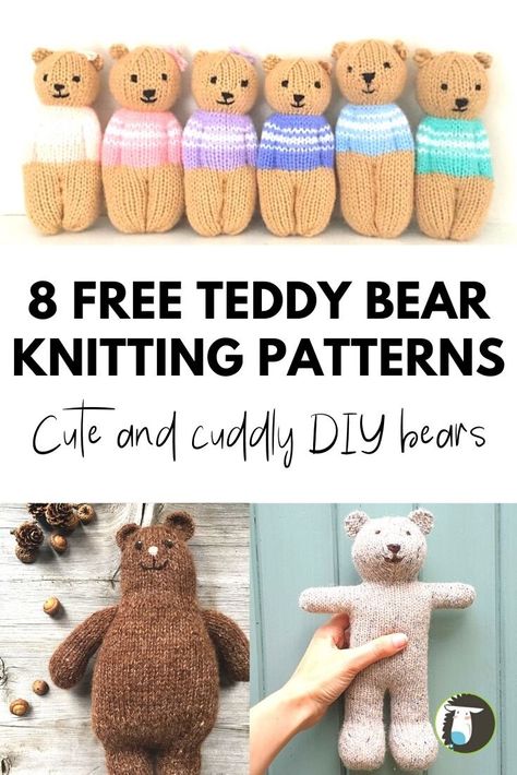 Teddy Bear Patterns Free, Teddy Bear Knitting Pattern, Bear Patterns Free, Knitted Doll Patterns, Knitted Toys Free Patterns, Knitting For Charity, Knitted Teddy Bear, Crochet Teddy Bear Pattern, Animal Knitting Patterns