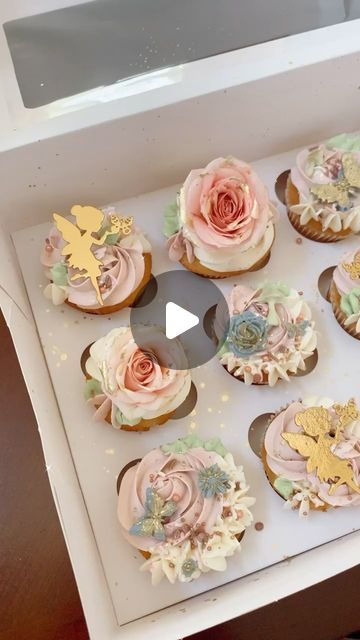 Wild Rose Bakery on Instagram: "Dreamy fairy garden cupcakes 🧚 🦋 ✨  #buttercreamcakes #stylishcakes #cakemaker #cakestyle #swissmeringuebuttercream #swissmeringue #buttercreamcake #moderncakes #trendycakes #cakedesign #cakedesigner #cakeartist #renocakes #renobakery #biggestlittlecity #renoisrad #renotahoe #reno #nevada #cakestagram #cakesofinstagram #cakecakecake #customcake #cupcakes #fairycupcakes #fairycake #fairiesarereal #floralcupcakes" Fairy Birthday Cupcakes, Fairy First Birthday Cupcakes, Fairy Cupcake Ideas, Fairy Garden Cupcakes, Fairy Mushroom Cupcakes, Cupcakes Fairy Theme, Fairy First Cupcakes, Fairy Cupcake Toppers, Garden Cupcakes