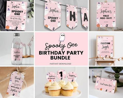 Spooky One First Birthday Girl, Halloween 1st Birthday Party, Spooky One First Birthday, One Birthday, Spooky One Birthday, 1st Birthday Party Decor, Halloween First Birthday, Halloween 1st Birthdays, Birthday Package