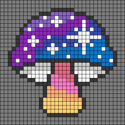 Pixel Art Pattern Mushroom, Perler Patterns Cute, 16x16 Pixel Art Grid, Easy Perler Bead Patterns Cute Pixel Art, Fairy Perler Bead Pattern, Beautiful Pixel Art, Pixel Art Ideas 32x32, Pixel Art Pattern Ideas, Mushroom Alpha Pattern