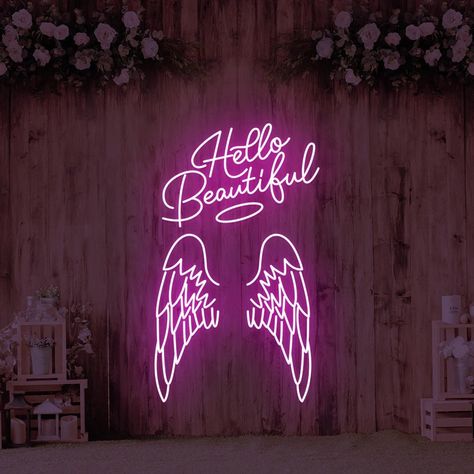 Hello Beautiful Sign, Beautiful Neon Sign, Angel Y Diablo, Baby Spa, Photo Zone, Beautiful Angel, Custom Neon, Cozy Interior, Led Signs