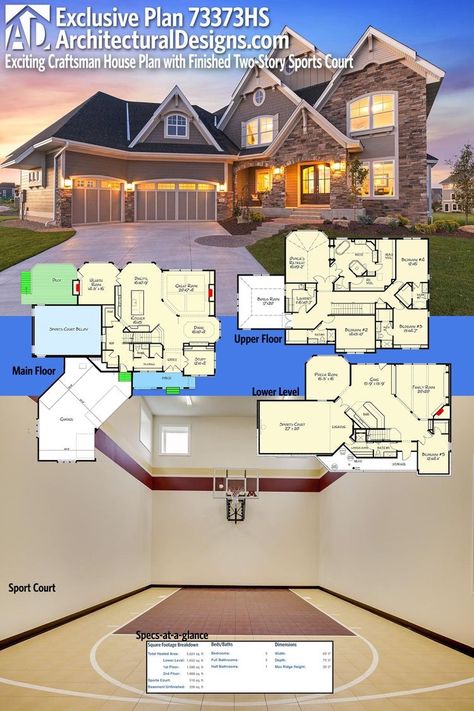 Homes Styles, Interesting Homes, Exclusive House Plan, Prefab Houses, Basement House Plans, Sims Houses, Active Family, Houses Plans, Foyer Decorating