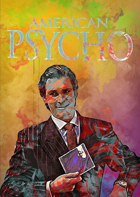 American Pshyco, Movie Character Posters, Huey Lewis, Patrick Bateman, Horror Artwork, Horror Movie Art, Christian Bale, Art Metal, Movie Characters