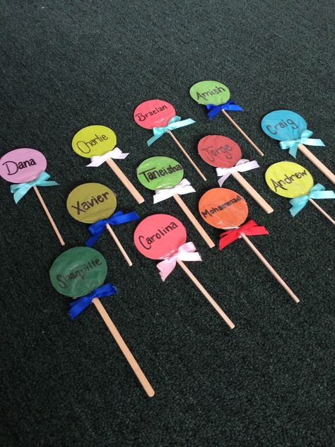 Lollipop Door Decorations, Lollipop Classroom Door, Candy Door Decs, Appreciation Themes, Ra Door Tags, Daycare Lesson Plans, Teacher Appreciation Themes, Dorm Door Decorations, Dorm Door