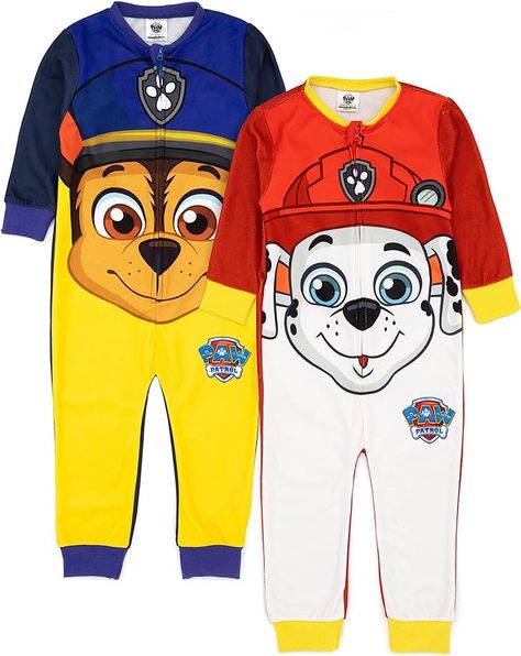 Paw Patrol Onesie 2 Pack Children Toddlers | Boys Girls Blue Chase Red Marshall Rescue Pups All In One Pyjamas | Fluffy Fleece With Zip 4.8 4.8 out of 5 stars Chase And Marshall, Paw Patrol Rescue, Police Cops, Childrens Tv, Kids Onesies, Loungewear Outfits, Onesie Pajamas, Favourite Characters, Bed Time