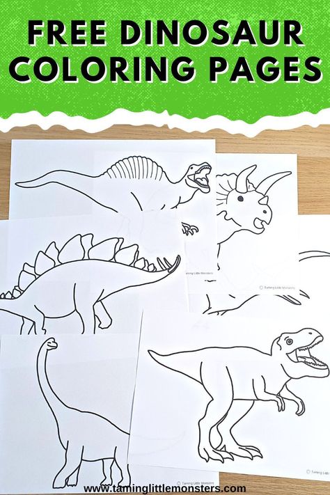 Free Dinosaur Coloring Pages for Kids. These free printables are perfect for toddlers, preschoolers and kindergarteners who love learning about dinosaurs. #dinosaurs #artsandcrafts #freeprintable #toddler #preschool #kindergarten Dinosaur Coloring Sheets, Dinosaur Template, Free Coloring Pictures, Dinosaur Theme Preschool, Summer Themes, Happy Birthday Coloring Pages, Dinosaurs Preschool, Dinosaur Printables, Valentines Day Coloring Page