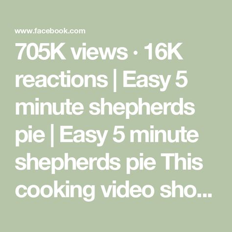 705K views · 16K reactions | Easy 5 minute shepherds pie | Easy 5 minute shepherds pie This cooking video shows how to make a quick and delicious shepherds pie your whole family will love. Great for meal... | By Life with Coco | Facebook Shepherds Pie Easy, Life With Coco, Easy Shepherds Pie, Shepard's Pie, Pie Easy, Shepards Pie, Brown Gravy Mix, Brown Gravy, Shepherd's Pie