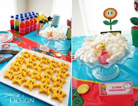 Boys Mario Bros Video Game Birthday Party Food treat Ideas Mario Bros Birthday Party, Super Mario Bros Birthday, Mario Brothers Birthday Party, Mario Kart Party, Princess Peach Party, Mario Bros Birthday Party Ideas, Super Mario Bros Birthday Party, Mario E Luigi, Super Mario Bros Party