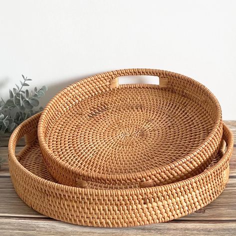 Woven Basket Wall, Basket Wall Hanging, Rattan Tray, Food Storage Organization, Cake Platter, Wicker Tray, Basket Tray, Fruit Tray, Round Tray