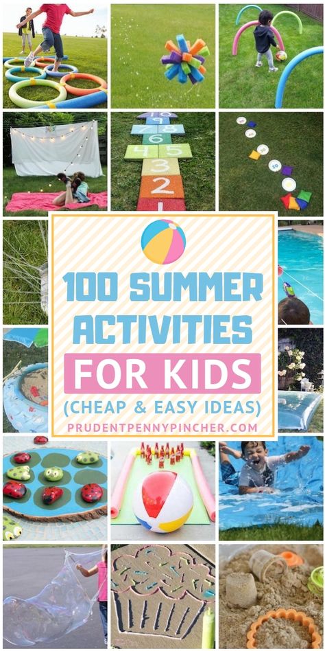 100 Cheap and Easy Summer Activities for Kids #summer #activitesforkids #summergames #backyardgames #games #kidsactivities Easy Summer Activities, Summer Camp Activities, Summer Fun For Kids, Fun Summer Activities, Summer Crafts For Kids, Outdoor Activities For Kids, Backyard Games, Camping Activities, Summertime Fun