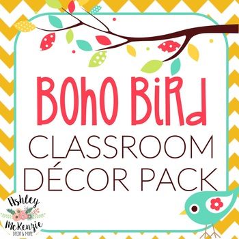 Boho Birds Classroom Theme, Bird Classroom Decor, High Frequency Words Kindergarten, Chevron Classroom Decor, Word Wall Kindergarten, Word Wall Headers, Job Cards, Calendar Numbers, Boho Birds