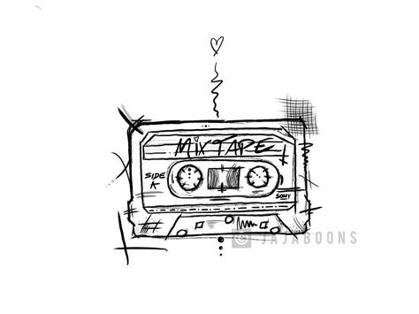 Audiophile Tattoo, Mixtape Tattoo, Mixtape Tattoo Design, Cassette Tape Tattoo, Cassette Tattoo Design, Cassette Tattoo, Cool Little Tattoos, Rock And Roll Tattoo, Hip Thigh Tattoos