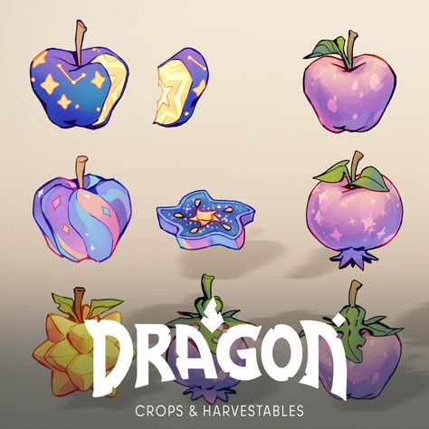 Concept Art Props Design, Blender Game Assets, Item Concept Art, Food Concept Art, Prop Concept Art, Games Like Stardew Valley, Fantasy Fruit, Props Illustration, Dnd Food