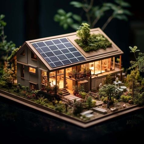 Eco House Bloxburg, Eco Friendly House Plans, Futuristic Home Design, Garden Diorama, Sustainable House Design, Eco House Design, House Models, Ecological House, Aesthetic Architecture