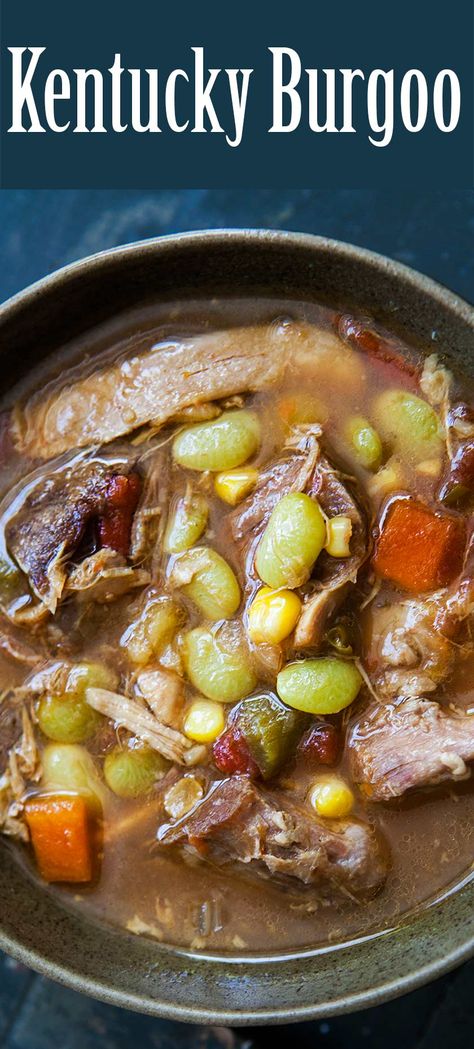 Burgoo Stew, Burgoo Recipe Kentucky, Burgoo Recipe, Kentucky Burgoo, Derby Party Food, Meat Stew, Kentucky Derby Party Food, Lima Beans, Beef Chuck