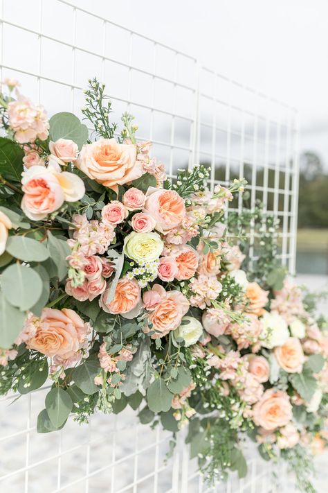 Pink And Peach Wedding Decorations, Salmon Wedding Theme, Peach Fuzz Wedding Decor, Apricot Wedding Theme, Sage Green And Peach Wedding, Peach Theme Wedding, Summer Outdoor Wedding Ideas, Macaroon Wedding Cake, Macaroon Wedding