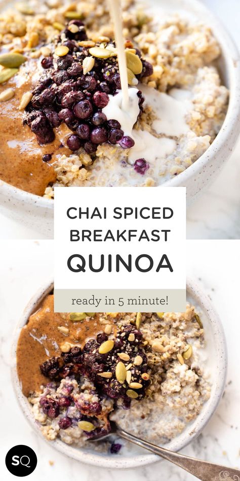 Quinoa Recipes Breakfast, Breakfast Quinoa, Quinoa Breakfast Bowl, Simply Quinoa, Quinoa Breakfast, Plant Based Breakfast, High Protein Vegan, Gluten Free Breakfasts, Quick And Easy Breakfast