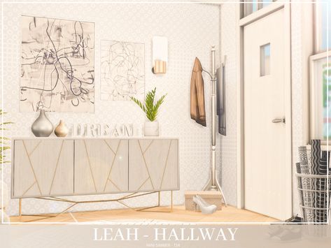 The Sims Resource - Leah Hallway The Sims 4 Pack, Entrance Hall Decor, Small Beach Houses, Modern Hall, Sims 4 Tsr, Resource Furniture, Sims Packs, Muebles Sims 4 Cc, Entry Furniture