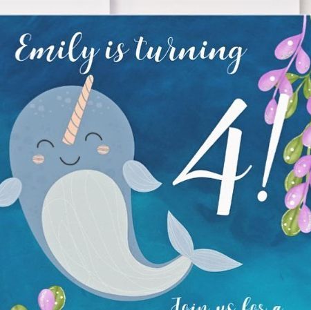 @custom_birthday_invitations on Instagram: "Narwhal Birthday Invitation

#custominvitations #birthdayinvitation  #kidsbirthday #kidsbirthdayparty #kidspartyideas #narwhal #narwhalbirthday #underwaterparty #ocean #underwater #whale #unicornofthesea #birthdayparty #birthdayinvites #birthdaygirl #underthesea #undertheseabirthday #kidsparty #partyinspiration #partysupplies #partyideas #birthdayparty #birthdaytheme #celebrate #oceantheme #purple #happybirthday #firstbirthday #sealife #whales" Narwhal Party, Underwater Party, Ocean Underwater, Custom Birthday Invitations, Narwhal, Ocean Themes, Custom Birthday, Sealife, Party Inspiration