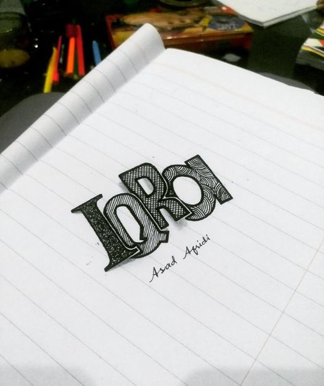 Iqra / Realistic Bold Calligraphy / Drawing / Artist👉 Asad Afridi / Youtube, Facebook, Instagram & Twitter👉 Asad Afridi Arts Iqra Name Calligraphy, Iqra Calligraphy, Bold Calligraphy, Cover Post, Name Calligraphy, Name Drawings, Calligraphy Drawing, Name Signature, Notebook Art