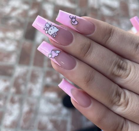 Kitty Nails, Hello Kitty Nails, Coffin Nails Long, Cat Nails, Coffin Nails, Hello Kitty, Nail Designs, Kitty, Nails