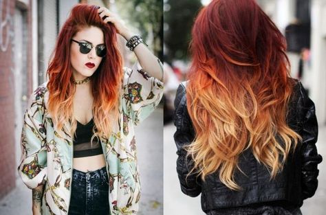 hair - Album on Imgur Ways To Dye Your Hair, Fire Ombre Hair, Red Ombre Hair, Luanna Perez, Hair Color Orange, Fire Hair, Peach Hair, Ombré Hair, Dye My Hair