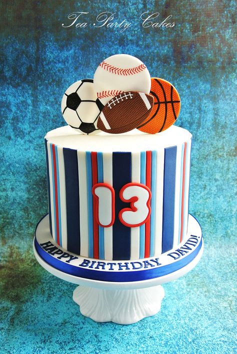 Sports themed birthday cake. www.facebook.com/TeaPartyCakesbyNaomi … Cakes For Guys Birthday, Birthday Cakes For Guys, Cakes For Guys, Birthday Cakes For Adults, Cakes For Adults, Sports Birthday Cakes, Guys Birthday, Sports Themed Cakes, Tea Party Cake