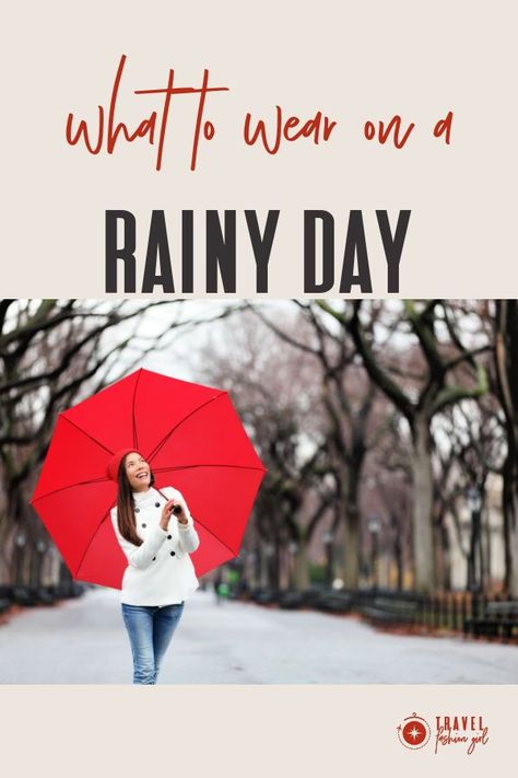 Wondering what to wear on a rainy day when traveling? Here are some packing tips to help you make the most of the weather – rain or shine! #TravelFashionGirl #TravelFashion #TravelClothing #packingtips #tipsforwomen #rainydayoutfits What To Wear In The Rain, Warm Rainy Day Outfit, Rainy Day Outfit Summer, Drinks Outfits, Rainy Day Outfits, Travel Fashion Girl, Day Outfits, Spring Trip, On A Rainy Day