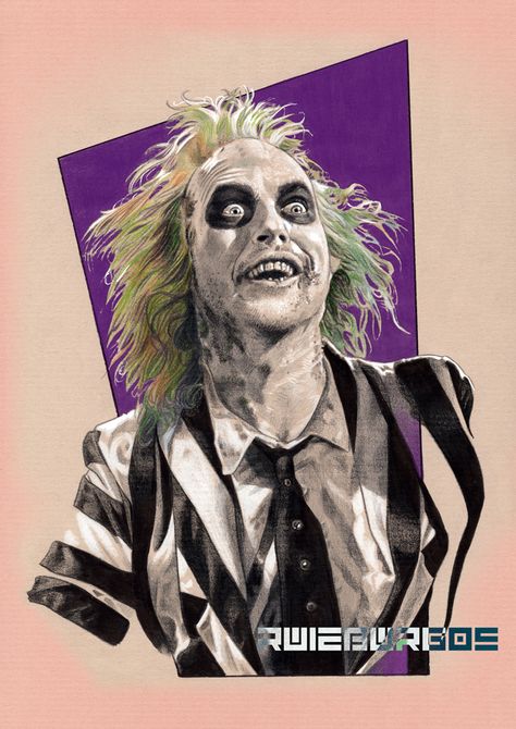 Beetlejuice Tattoo, Tim Burton Tattoo, Beetlejuice Movie, Horror Drawing, Beetlejuice Halloween, Tim Burton Style, Tim Burton Art, Beetlejuice Beetlejuice, Tim Burton Movie