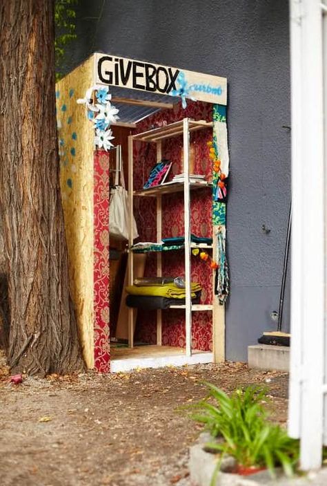 Little Free Pantry, Intentional Community, Blessing Bags, Closet Decor, Little Library, Community Gardening, Public Art, Community Art, Girl Scouts