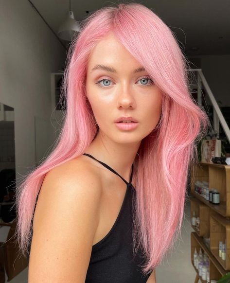 Delicate Light Pink Hair Color Light Pink Hair Color, Cotton Candy Pink Hair, Pink Hair Streaks, Pink And Orange Hair, Dark Pink Hair, Rose Pink Hair, Bright Pink Hair, Pink Hair Color Ideas, Pink Hair Color