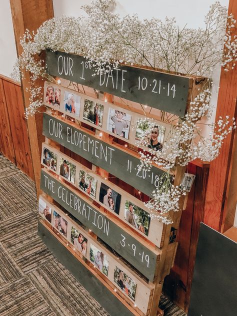 Pallet Projects Wedding Receptions, Pallet Memory Board Wedding, Pallet Board Wedding Signs, Diy Wedding Wood Projects, Pallets Wedding Decor, Pallet Diy Wedding, Wooden Pallet Projects Wedding, Wedding Wooden Pallet Ideas, Diy Rustic Boho Wedding Decor