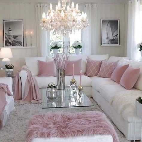 Pink Living Room Decor, Classy Living Room, Glam Living Room, Pink Living Room, Pink Home Decor, 아파트 인테리어, Living Room Decor Cozy, Apartment Decor Inspiration, Elegant Living Room