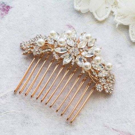 Gold Hair Comb, Floral Comb, Beautiful Tiaras, Things Change, Vintage Hair Combs, Bridal Comb, Rose Gold Hair, Vintage Inspired Wedding, Hair Combs