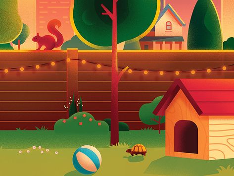 Backyard detail 2 anano illustration warm cute skyline city home house puzzle tree light yard Backyard Illustration, Yard Illustration, Illustration House, Home Yard, Portfolio Web Design, Web Design Tips, Paint Background, Animation Reference, Web Design Services