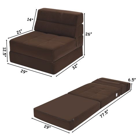 Amazon.com: Casart Sofa Bed Tri-Fold Portable Sleeper Folding Memory Foam W/Washable Cover Guest Chaise Lounge Padded Cushion Guest Sleeper Chair (Coffee): Kitchen & Dining Couch Foam, Chair Flip, Modern Futon, Floor Couch, Living Room Furniture Styles, Foam Sofa, Dorm Living Room, Sleeper Bed, Folding Mattress