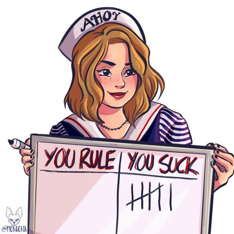 Stranger Things You Rule You Suck by Sabrina Marcos, pickocha, Robin, Scoops Ahoy, Maya Hawke, Season 3 Stranger Things Robin, Scoops Ahoy, Maya Hawke, Season 3, Stranger Things, Ice Cream, Cream, Instagram