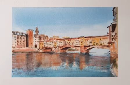 Florence Watercolor, Florence Bridge, Ponte Vecchio Florence, Watercolor Artist, Florence, Rome, Watercolor Paintings, Bridge, Paintings