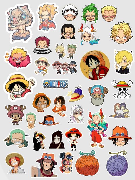 Onepiece Stickers Printable, Anime Character Stickers, One Piece Stickers Printable Set, Stickers Anime Printable, Printable Anime Stickers, Anime Printable Stickers, One Piece Stickers Printable, Cool Stickers Printable, Anime Stickers Printable