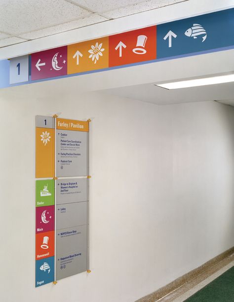 Boston Children's Hospital by Christopher Dina, via Behance Hospital Wayfinding, Children Hospital Design, Hospital Signage, Boston Childrens Hospital, Room Signage, Hospital Signs, Wayfinding Signage Design, Design Strategies, Wayfinding Signs