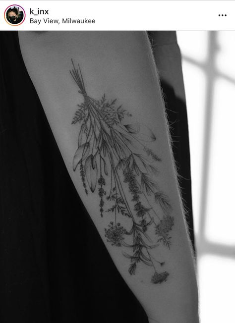 Lavender Bouquet Tattoo, Rosemary Tattoo, Fern Bouquet, Herb Bouquet, Bouquet Tattoo, Lavender Bouquet, Queen Anne's Lace, Lavender Sage, Healing Herbs