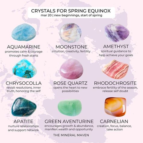 THE MINERAL MAVEN on Instagram: “Happy Spring Equinox & start of Aries season, friends! 🐇💐♈️✨ ⠀⠀⠀⠀⠀ ∆ March/vernal equinox is celebrated by many as the start of spring;…” Start Of Spring, Aries Season, Crystals For Manifestation, Vernal Equinox, Spring Equinox, Crystal Healing Stones, Happy Spring, Spiritual Guidance, Gems And Minerals