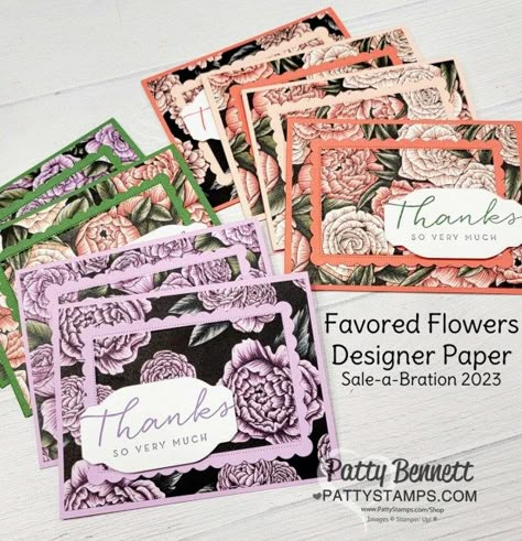 Dsp Stampin Up Cards, Favored Flowers Stampin Up Cards, Stampin Up Favored Flowers Cards, Favoured Flowers Stampin Up Cards, Stampin Up Sale A Bration 2023, Stampin Up Note Cards Sets, Su Fancy Flora Dsp Cards, Stampin Up Fancy Flora Dsp Cards, Su Two Tone Floral Cards